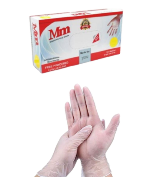 Picture of كرتون كفوف فينيل Mm شفاف مقاس M70 10 حبه